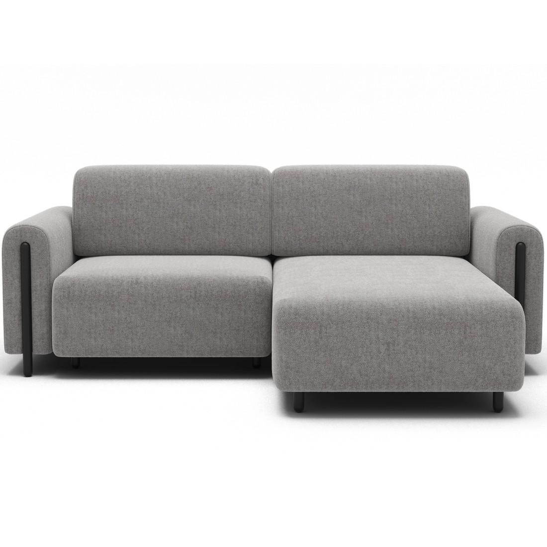 Canapé d’angle convertible ARVESSA gris clair bouclette – Angle droit 