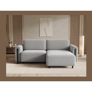 Canapé d’angle convertible ARVESSA gris clair bouclette – Angle droit 
