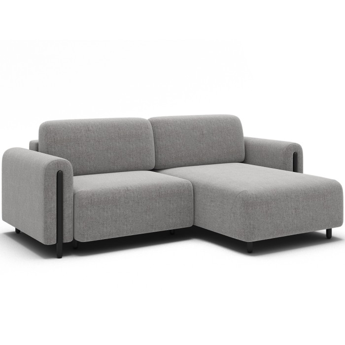 Canapé d’angle convertible ARVESSA gris clair bouclette – Angle droit 