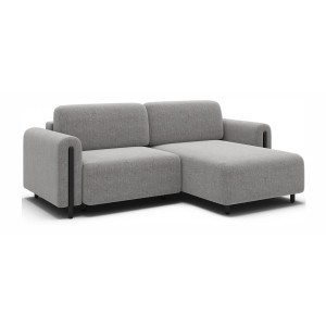 Canapé d’angle convertible ARVESSA gris clair bouclette – Angle droit 