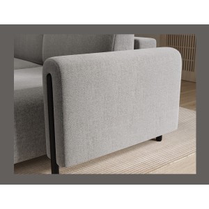 Canapé d’angle convertible ARVESSA gris clair bouclette – Angle droit 