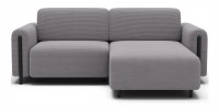 Canapé d’angle convertible ARVESSA gris clair velours côtelé – Angle droit 