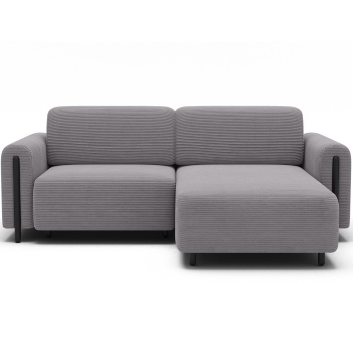 Canapé d’angle convertible ARVESSA gris clair velours côtelé – Angle droit 