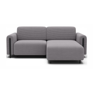 Canapé d’angle convertible ARVESSA gris clair velours côtelé – Angle droit 