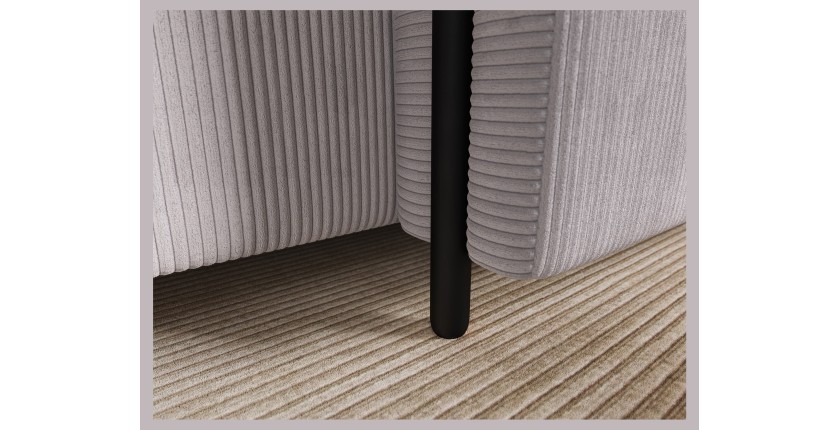 Canapé d’angle convertible ARVESSA gris clair velours côtelé – Angle droit 