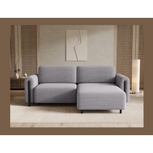 Canapé d’angle convertible ARVESSA gris clair velours côtelé – Angle droit 