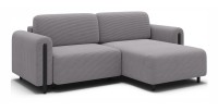Canapé d’angle convertible ARVESSA gris clair velours côtelé – Angle droit 