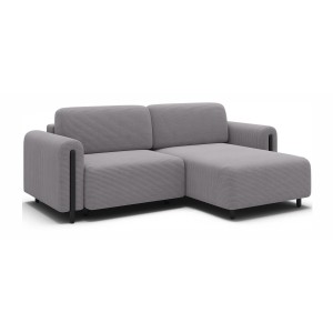 Canapé d’angle convertible ARVESSA gris clair velours côtelé – Angle droit 