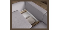 Canapé d’angle convertible ARVESSA gris clair velours côtelé – Angle droit 