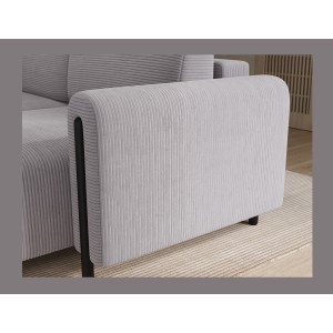 Canapé d’angle convertible ARVESSA gris clair velours côtelé – Angle droit 