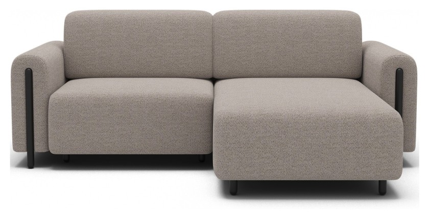 Canapé d’angle convertible ARVESSA beige chenille – Angle droit 