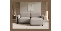 Canapé d’angle convertible ARVESSA beige chenille – Angle droit 