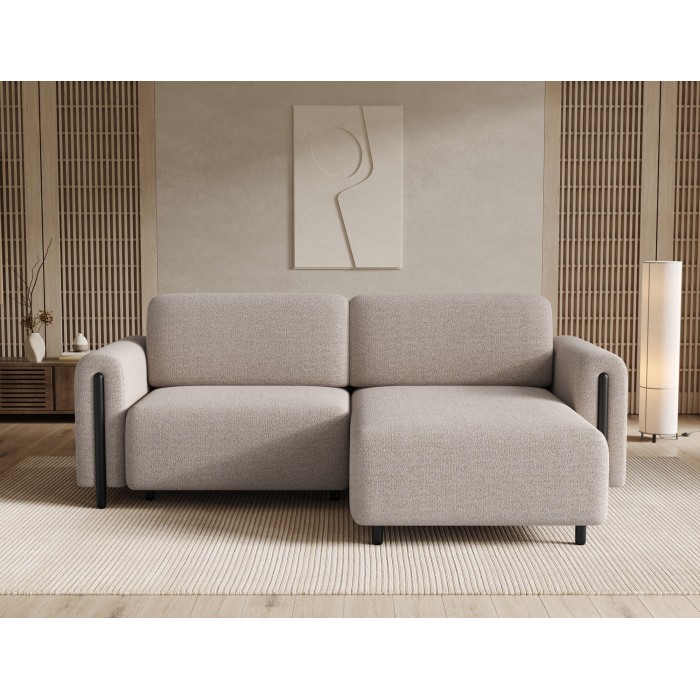 Canapé d’angle convertible ARVESSA beige chenille – Angle droit 