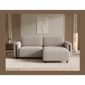 Canapé d’angle convertible ARVESSA beige chenille – Angle droit 