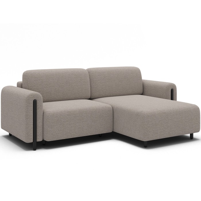 Canapé d’angle convertible ARVESSA beige chenille – Angle droit 