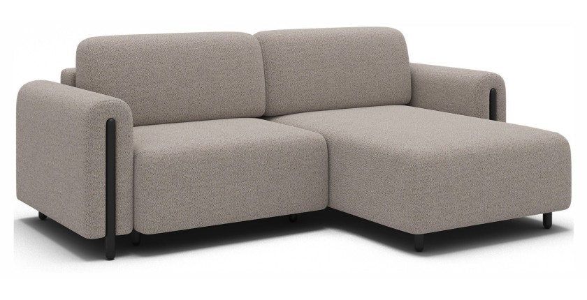 Canapé d’angle convertible ARVESSA beige chenille – Angle droit 