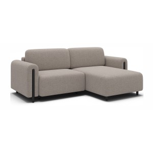 Canapé d’angle convertible ARVESSA beige chenille – Angle droit 