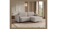 Canapé d’angle convertible ARVESSA beige chenille – Angle droit 