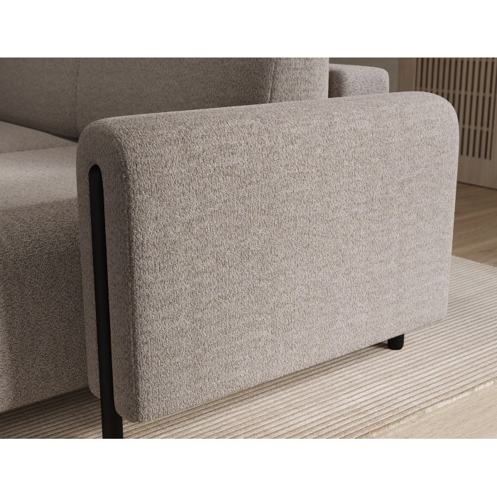 Canapé d’angle convertible ARVESSA beige chenille – Angle droit 