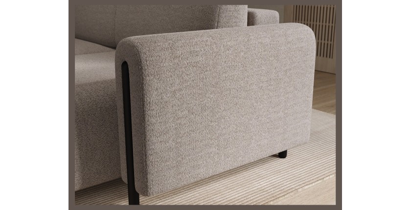 Canapé d’angle convertible ARVESSA beige chenille – Angle droit 