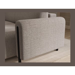 Canapé d’angle convertible ARVESSA beige chenille – Angle droit 