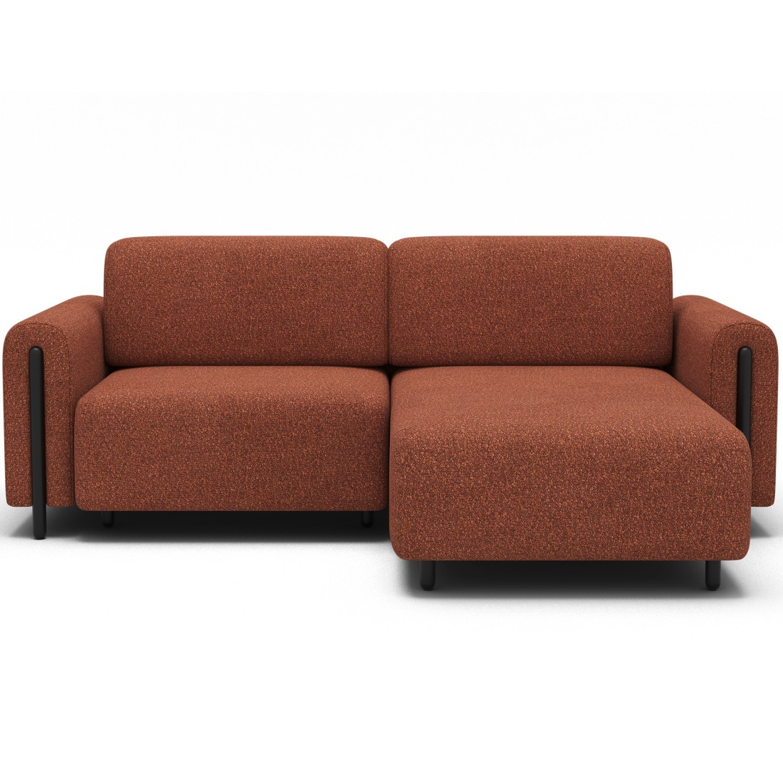 Canapé d’angle convertible ARVESSA terracotta bouclette – Angle droit 