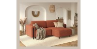 Canapé d’angle convertible ARVESSA terracotta bouclette – Angle droit 