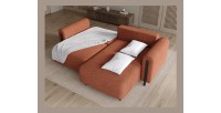 Canapé d’angle convertible ARVESSA terracotta bouclette – Angle droit 
