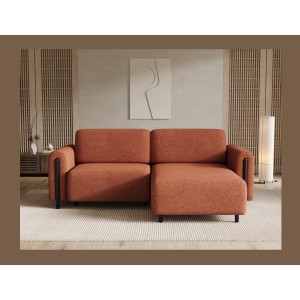 Canapé d’angle convertible ARVESSA terracotta bouclette – Angle droit 