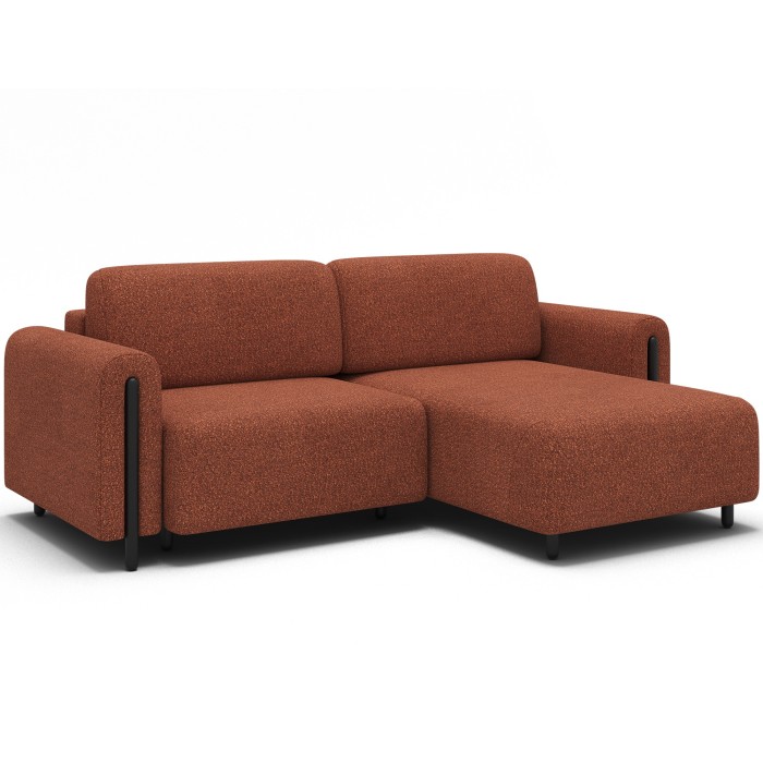 Canapé d’angle convertible ARVESSA terracotta bouclette – Angle droit 