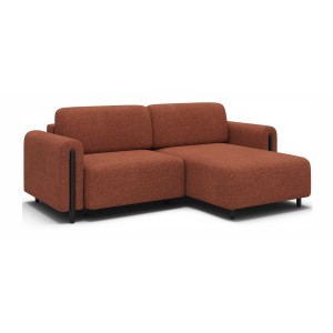 Canapé d’angle convertible ARVESSA terracotta bouclette – Angle droit 