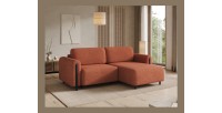 Canapé d’angle convertible ARVESSA terracotta bouclette – Angle droit 