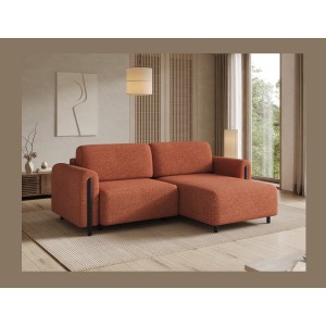 Canapé d’angle convertible ARVESSA terracotta bouclette – Angle droit 
