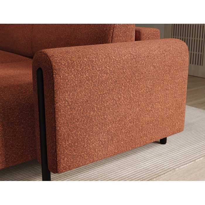 Canapé d’angle convertible ARVESSA terracotta bouclette – Angle droit 