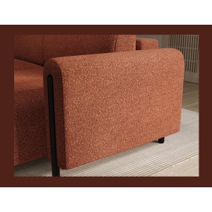 Canapé d’angle convertible ARVESSA terracotta bouclette – Angle droit 