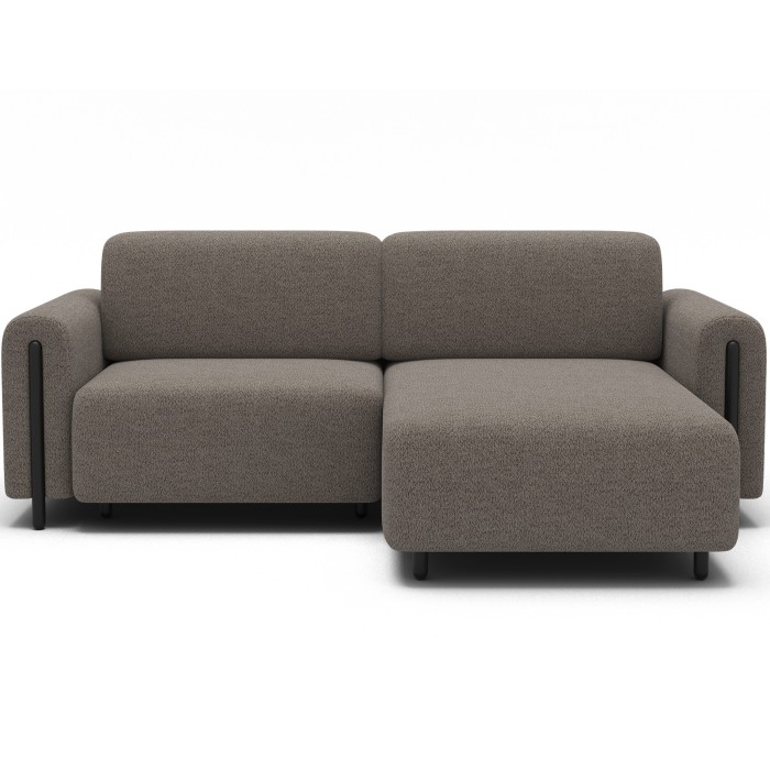 Canapé d’angle convertible ARVESSA marron clair chenille – Angle droit 
