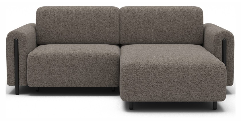 Canapé d’angle convertible ARVESSA marron clair chenille – Angle droit 