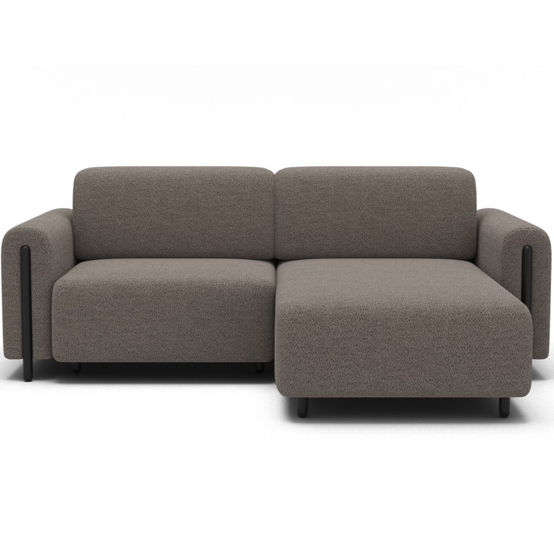 Canapé d’angle convertible ARVESSA marron clair chenille – Angle droit 