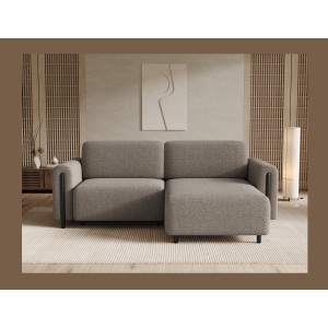 Canapé d’angle convertible ARVESSA marron clair chenille – Angle droit 