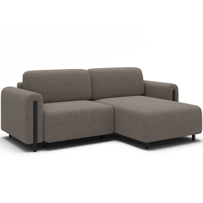 Canapé d’angle convertible ARVESSA marron clair chenille – Angle droit 
