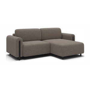 Canapé d’angle convertible ARVESSA marron clair chenille – Angle droit 