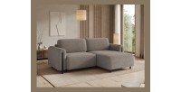 Canapé d’angle convertible ARVESSA marron clair chenille – Angle droit 