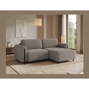 Canapé d’angle convertible ARVESSA marron clair chenille – Angle droit 