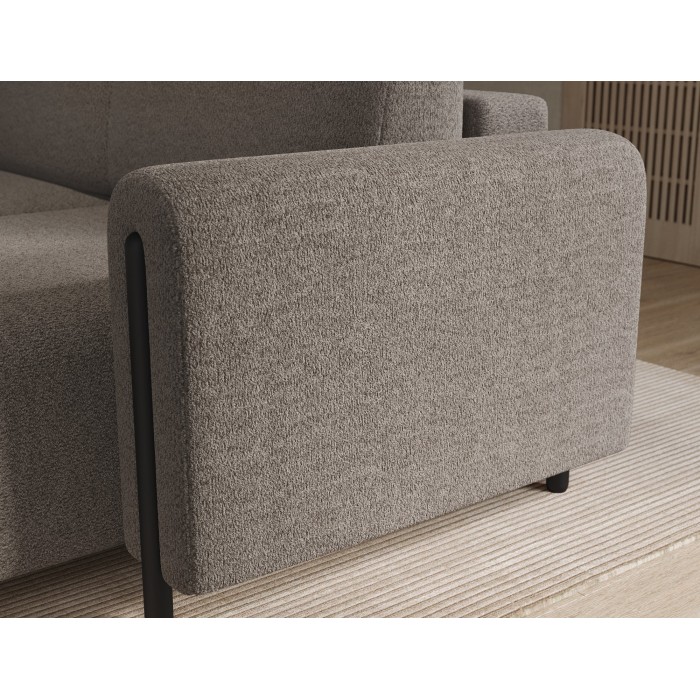 Canapé d’angle convertible ARVESSA marron clair chenille – Angle droit 