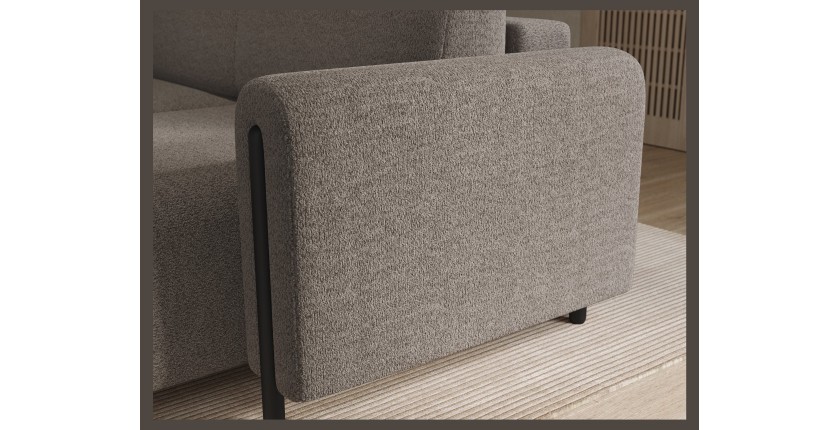 Canapé d’angle convertible ARVESSA marron clair chenille – Angle droit 