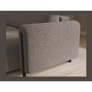 Canapé d’angle convertible ARVESSA marron clair chenille – Angle droit 