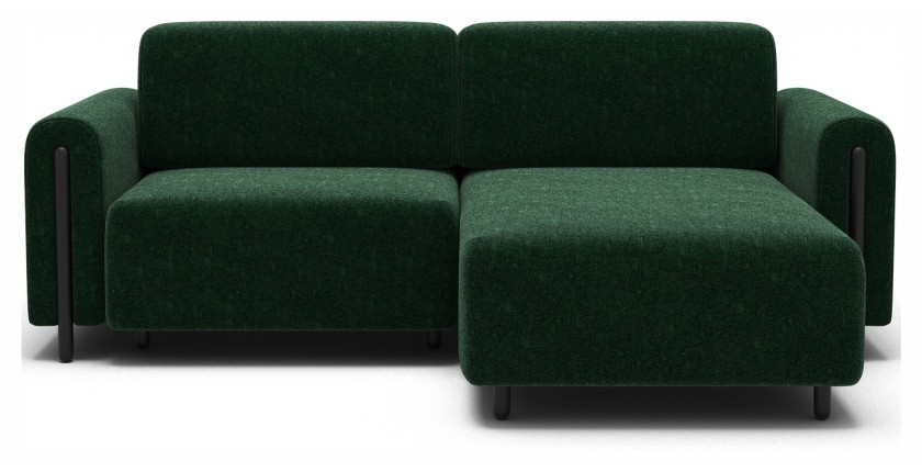Canapé d’angle convertible ARVESSA vert émeraude chenille – Angle droit 