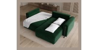 Canapé d’angle convertible ARVESSA vert émeraude chenille – Angle droit 