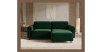 Canapé d’angle convertible ARVESSA vert émeraude chenille – Angle droit 