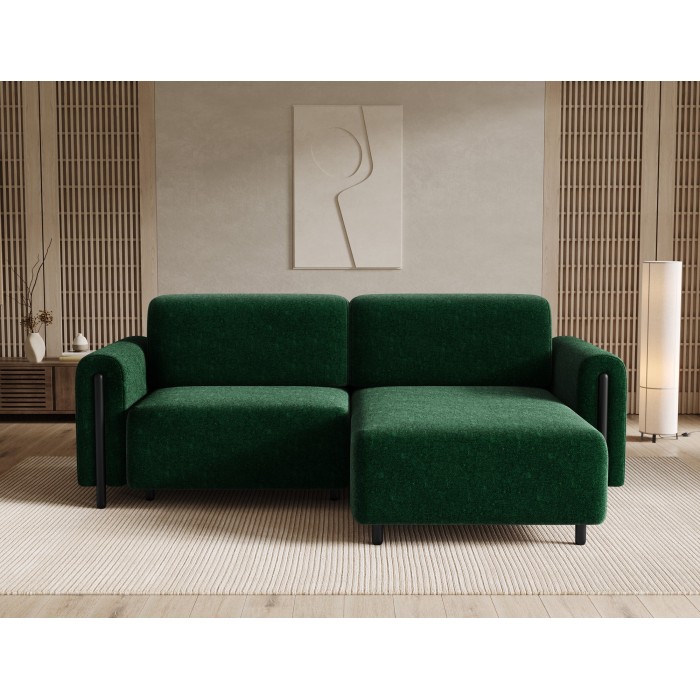 Canapé d’angle convertible ARVESSA vert émeraude chenille – Angle droit 